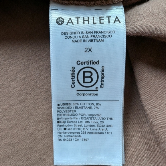 Athleta Outbound V Neck Tee Shirt Rustic Beige Supima Cotton Women's Plus 2X - Picture 8 of 13